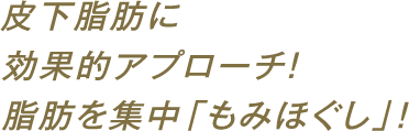 皮下脂肪に効果的アプローチ！脂肪を集中「もみほぐし」！